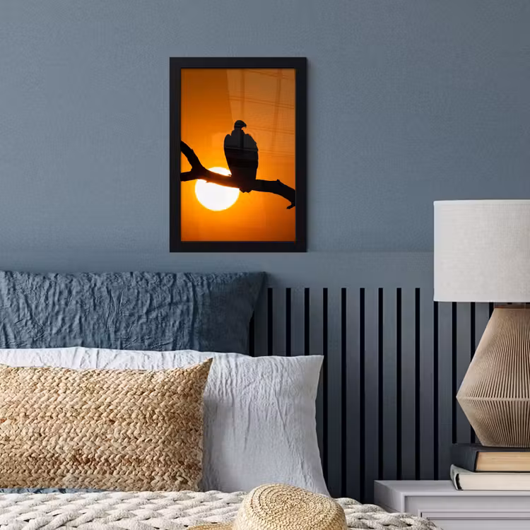 Poster met lijst - Gier - Tak - Zon - Oranje — 4