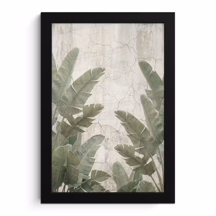 Poster met lijst - Bananenbladeren - Beton - Groen — 1