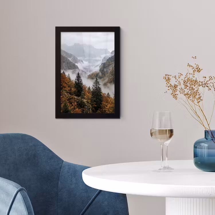 Poster met lijst - Bergen - Vallei - Mist - Herfst - Natuur — 2