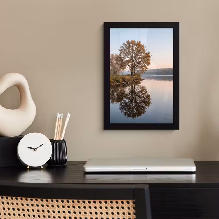 Poster met lijst - Bomen - Reflectie - Water - Zonsopgang - Serene — 3