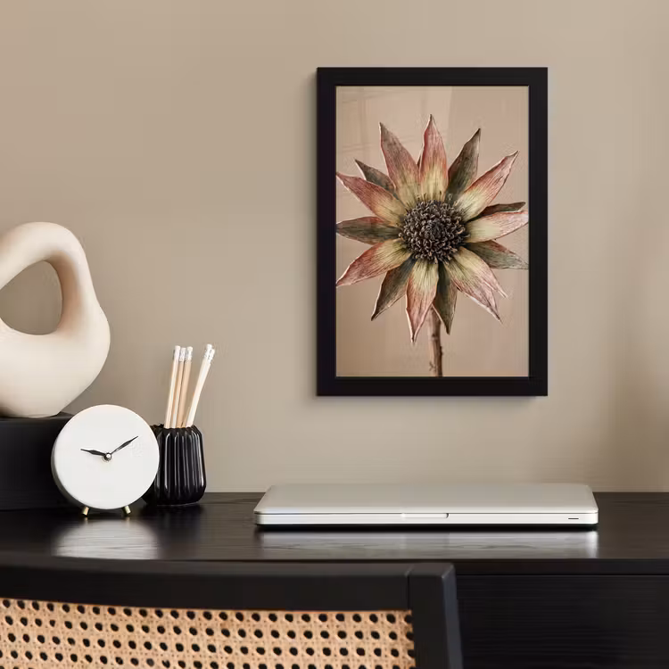 Poster met lijst - Droogbloem - Protea - Vintage - Beige - Rustiek — 3