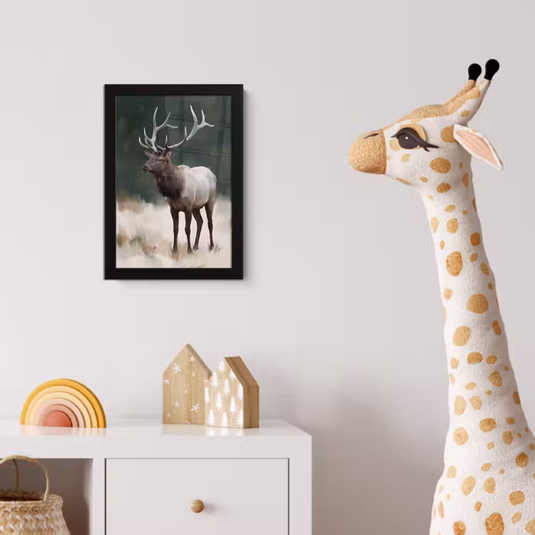 Poster met lijst - Edelhert - Gewei - Schildering - Rustiek — 5