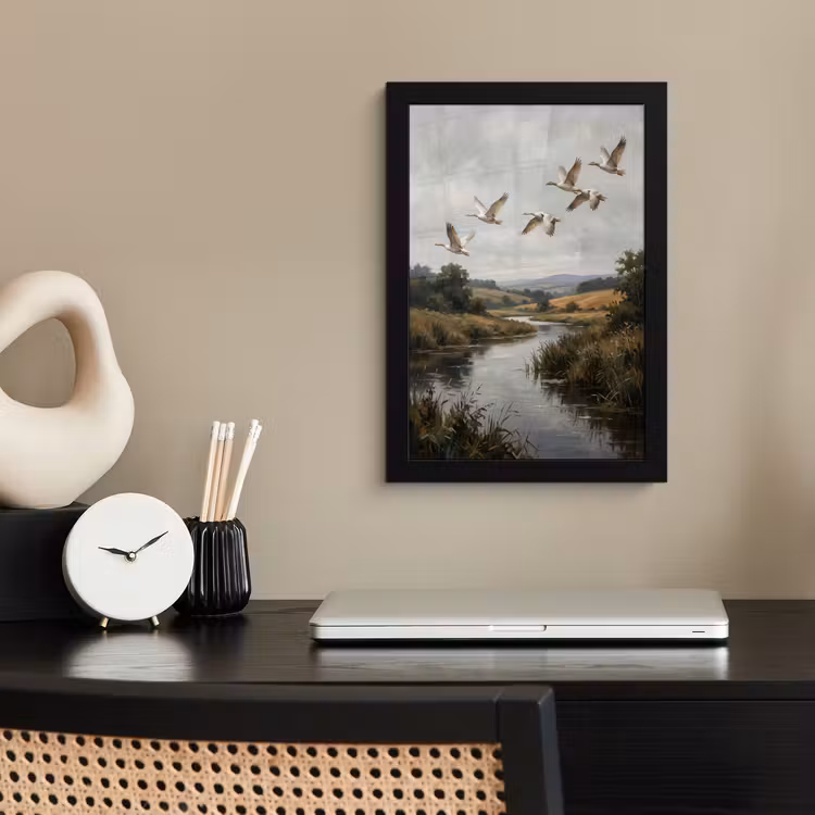 Poster met lijst - Eenden - Rivier - Landschap - Vlucht - Nostalgisch — 3