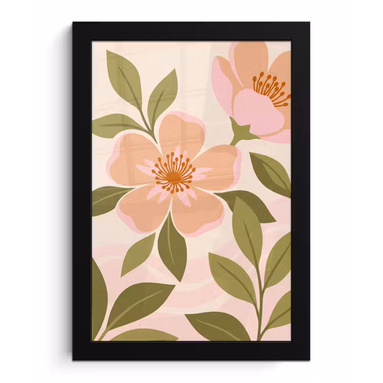 Poster met lijst - Grafisch - Bloemen - Roze — 1