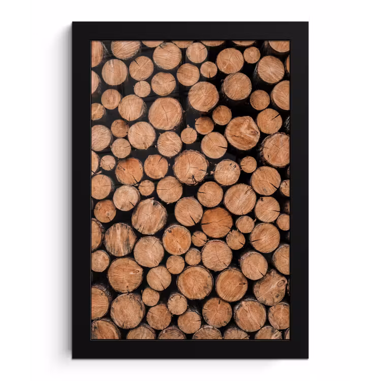 Poster met lijst - Houtblokken - Textuur - Patroon - Bruin - Rustiek — 1