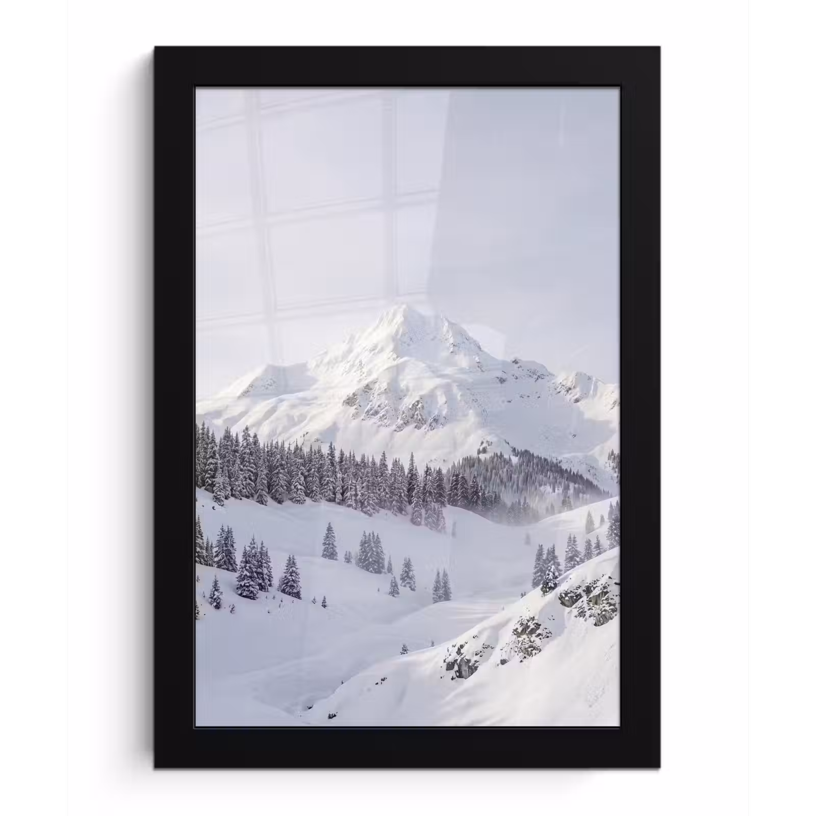 Poster met lijst - Berg - Sneeuw - Winter - Natuur - Wit — 1