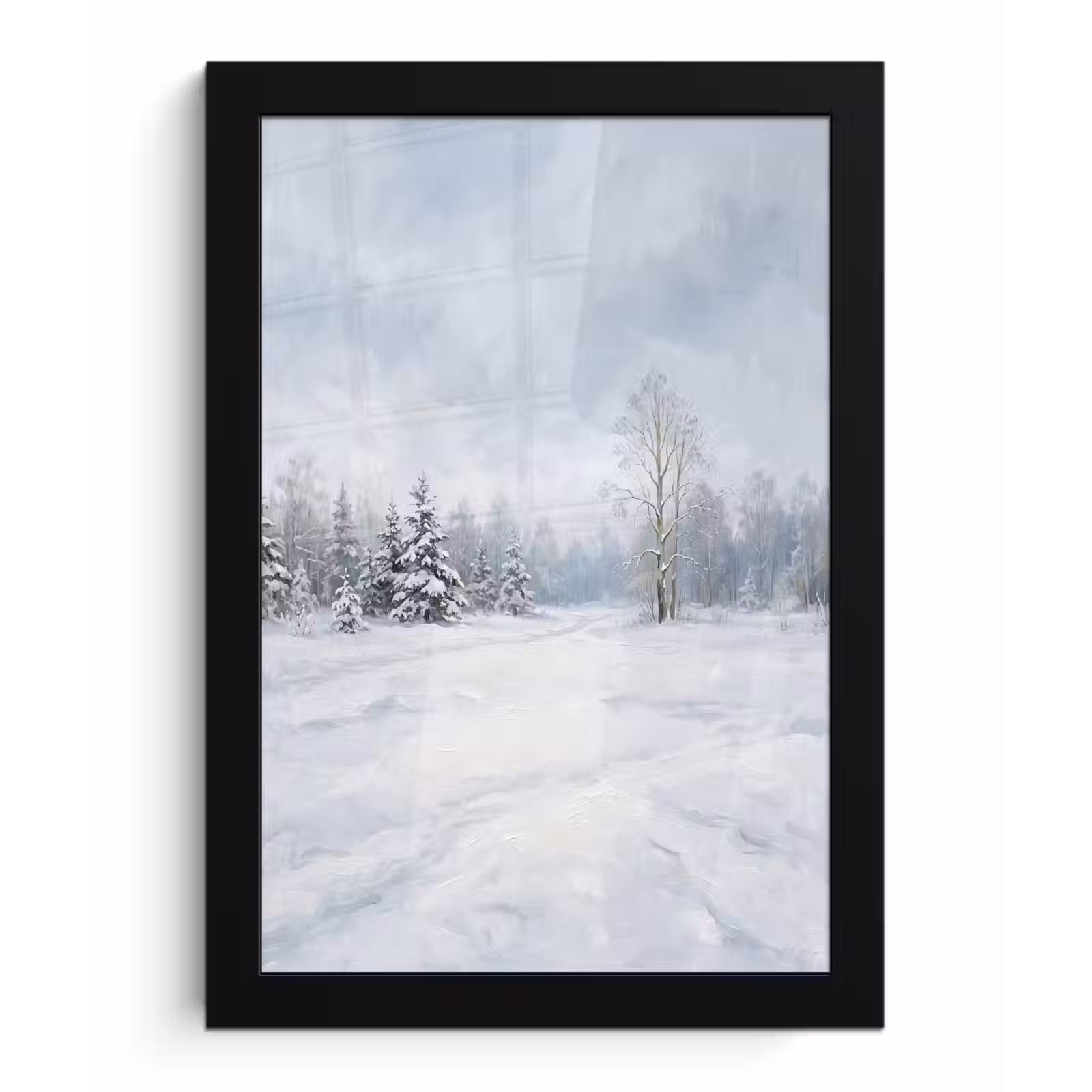Poster met lijst - Bospad - Dennen - Sneeuw - Winter - Rustgevend — 1