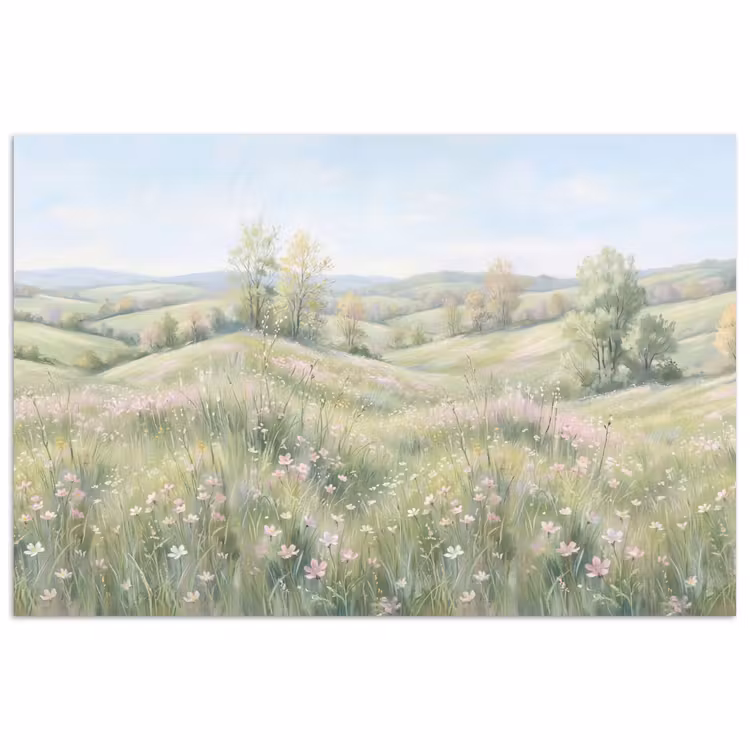 Poster - Bloemen veld - Bloemen - Groen — 1