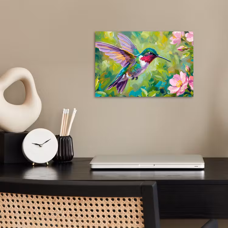 Poster - Kolibrie - Bloemen - Natuur - Kleurrijk — 2