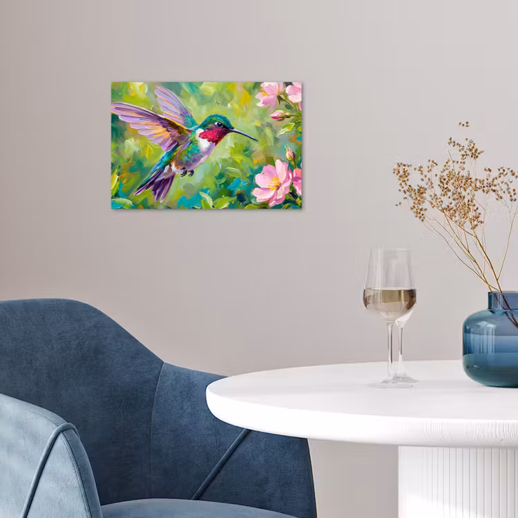 Poster - Kolibrie - Bloemen - Natuur - Kleurrijk — 4