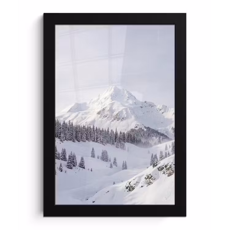 Poster met lijst - Berg - Sneeuw - Winter - Natuur - Wit — 1