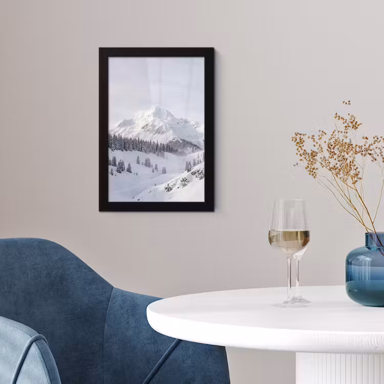 Poster met lijst - Berg - Sneeuw - Winter - Natuur - Wit — 2