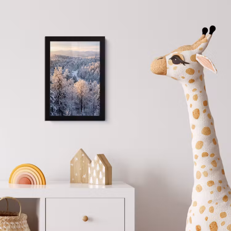 Poster met lijst - Bos - Bergen - Goud - Winter - Warm — 5