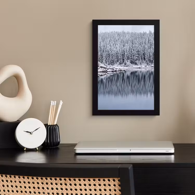 Poster met lijst - Bos - Reflectie - Meer - Winter - Serene — 3