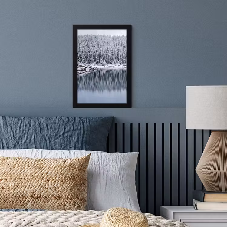 Poster met lijst - Bos - Reflectie - Meer - Winter - Serene — 4