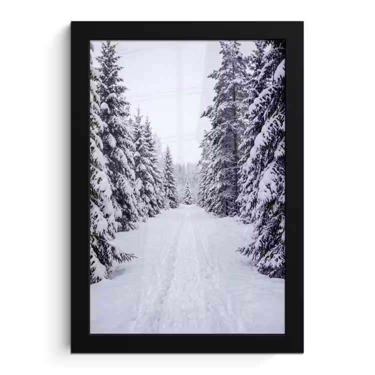 Poster met lijst - Bos - Winter - Sneeuw - Pad - Natuur — 1