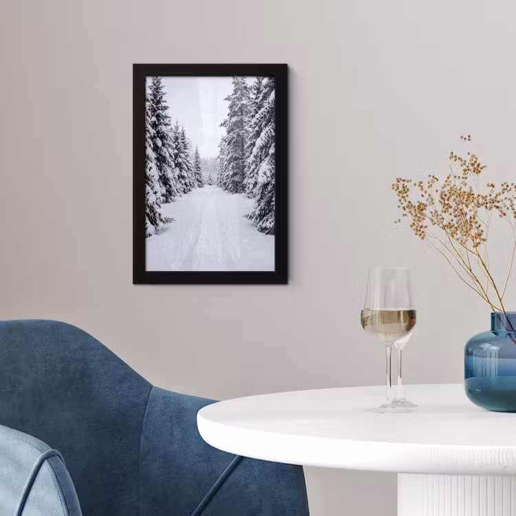Poster met lijst - Bos - Winter - Sneeuw - Pad - Natuur — 2