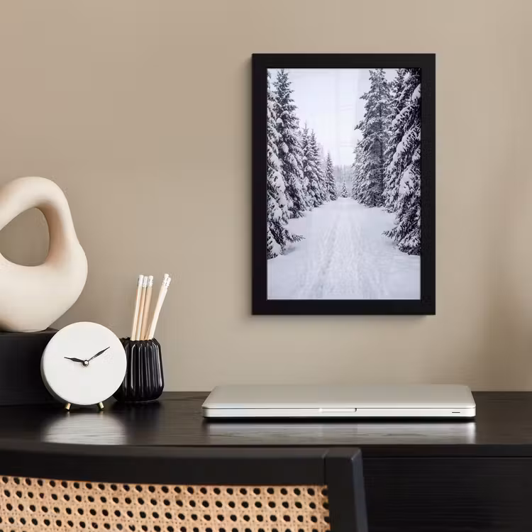 Poster met lijst - Bos - Winter - Sneeuw - Pad - Natuur — 3