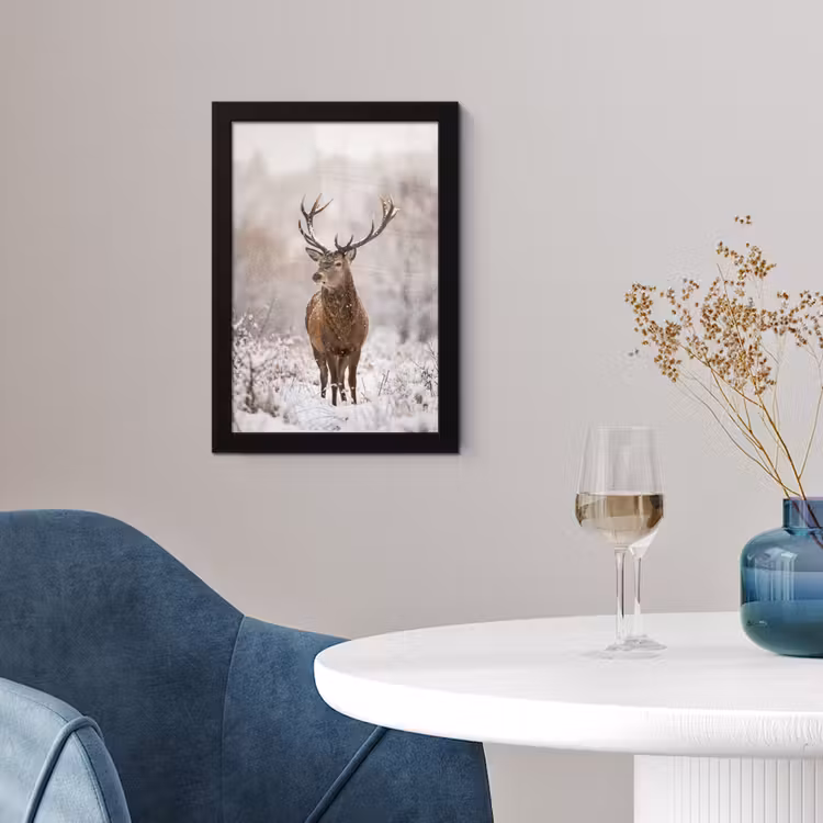 Poster met lijst - Edelhert - Bos - Sneeuw - Winter - Majestueus — 2