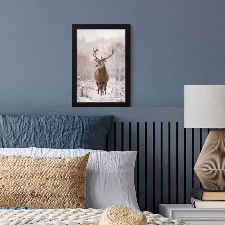 Poster met lijst - Edelhert - Bos - Sneeuw - Winter - Majestueus — 4
