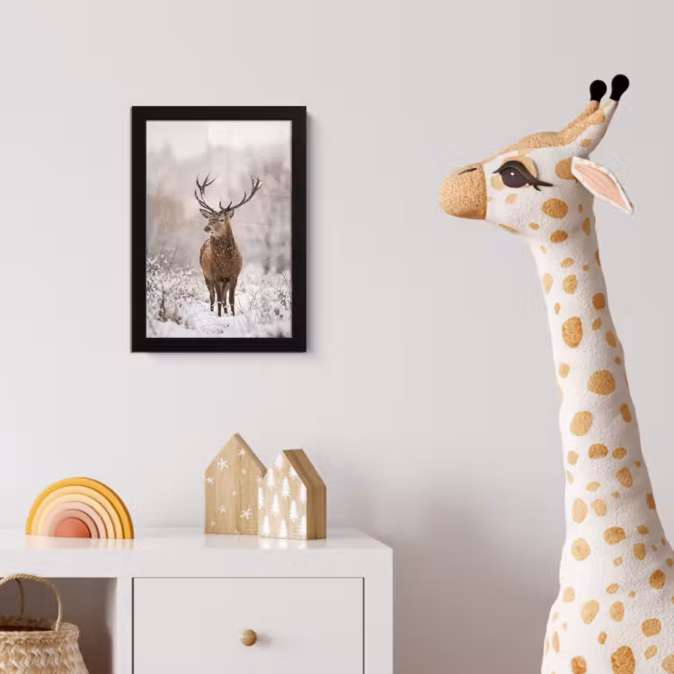 Poster met lijst - Edelhert - Bos - Sneeuw - Winter - Majestueus — 5