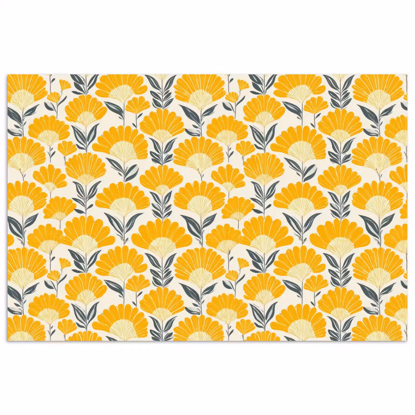 Poster - Bloemen - Retro - Botanisch - Okergeel - Grijs — 1
