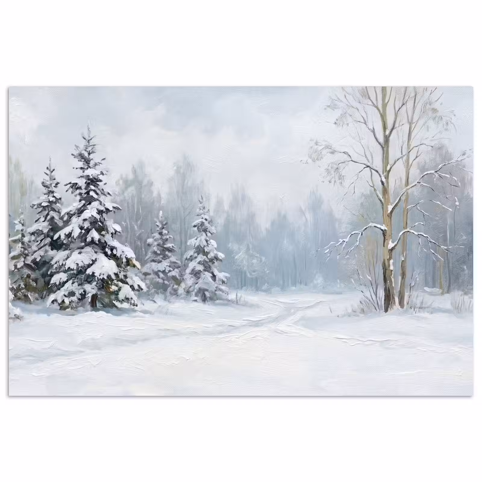 Poster - Bospad - Dennen - Sneeuw - Winter - Rustgevend — 1