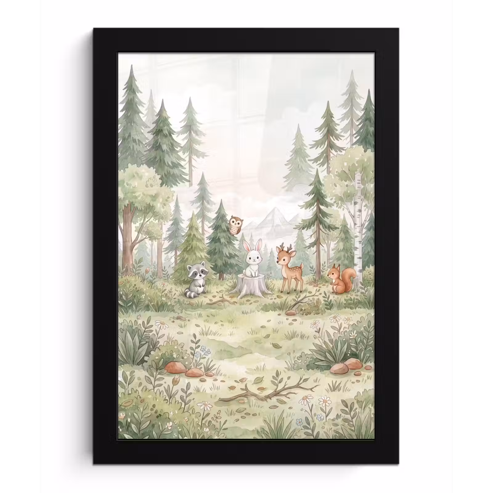 Poster met lijst - Bos - Dieren - Groen — 1