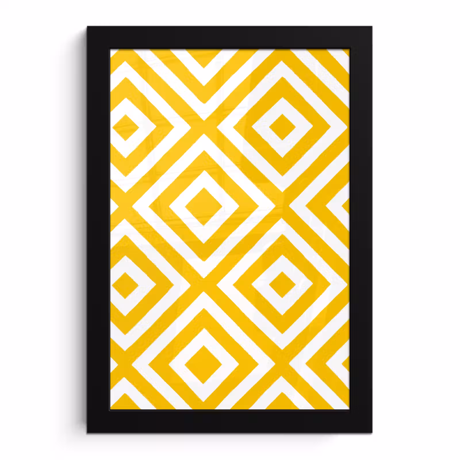 Poster met lijst - Geometrisch - Lijnen - Modern - Geel - Wit — 1