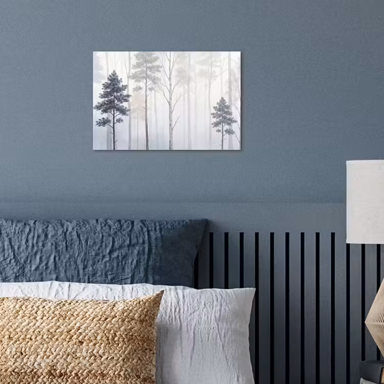 Poster - Bos - Bomen - Mist - Natuur - Illustratie - Grijs — 3