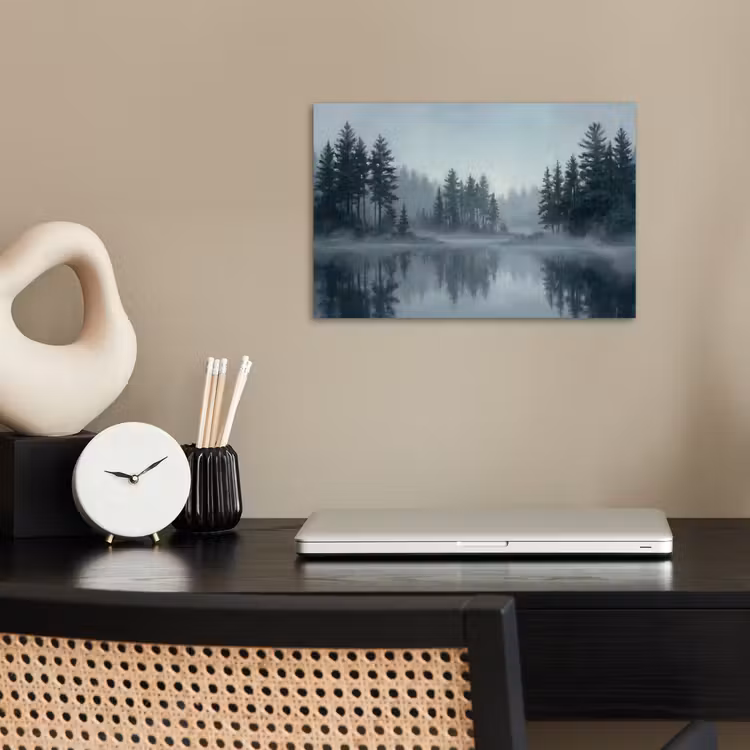 Poster - Bos - Meer - Mist - Natuur - Grijs — 2