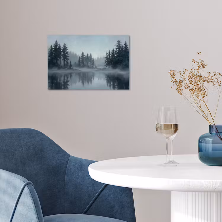 Poster - Bos - Meer - Mist - Natuur - Grijs — 4