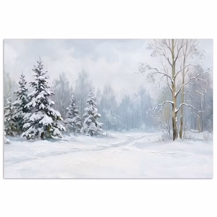 Poster - Bospad - Dennen - Sneeuw - Winter - Rustgevend — 1