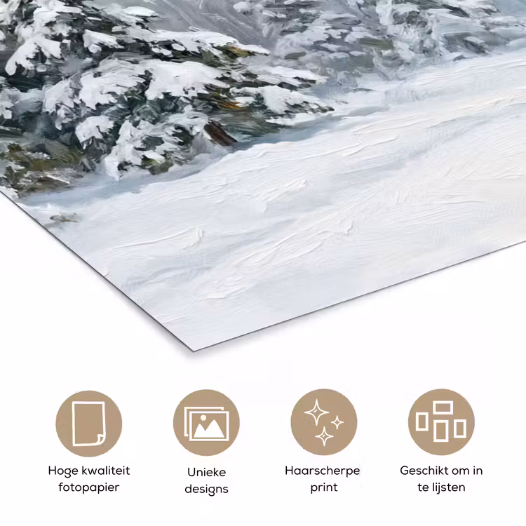 Poster - Bospad - Dennen - Sneeuw - Winter - Rustgevend — 5