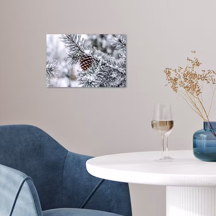 Poster - Dennenappel - Tak - Sneeuw - Winter - Sfeervol — 4