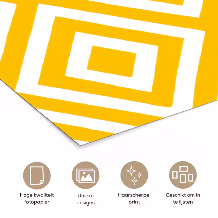 Poster - Geometrisch - Lijnen - Modern - Geel - Wit — 5
