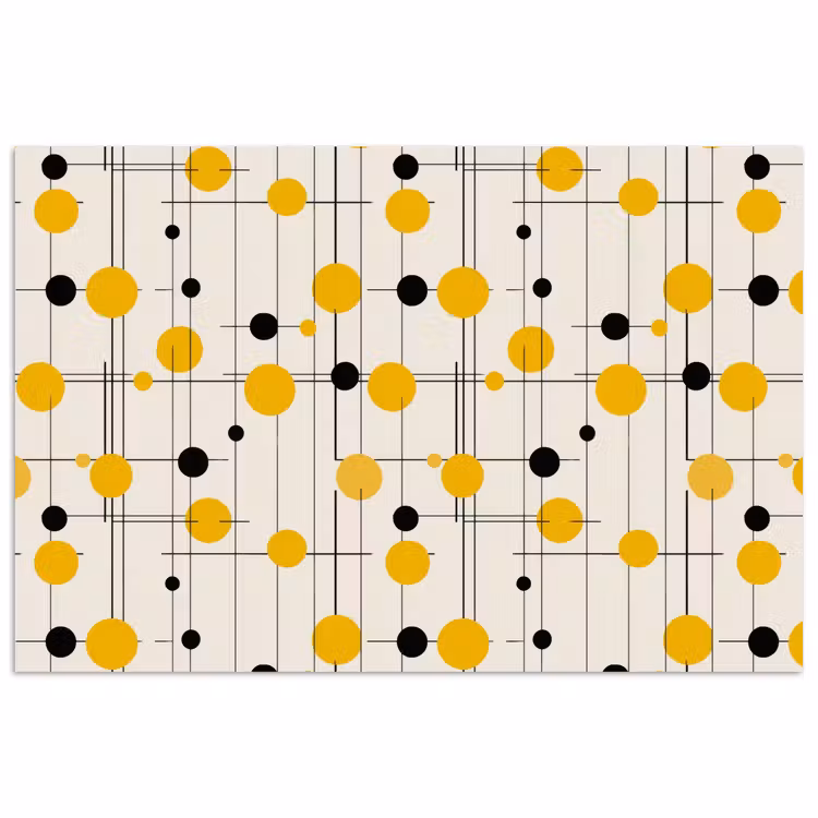 Poster - Geometrisch - Retro - Lijnen - Okergeel - Zwart — 1