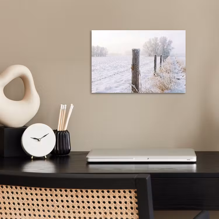Poster - Hek - Sneeuw - Mist - Platteland - Nostalgisch — 2