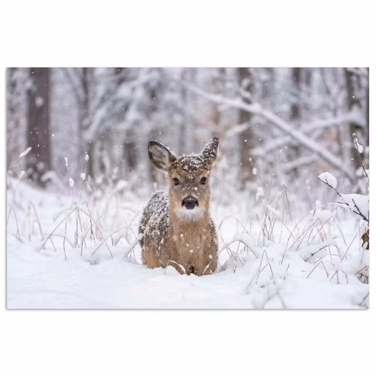 Poster - Hert - Sneeuw - Bos - Dieren - Vertederend — 1
