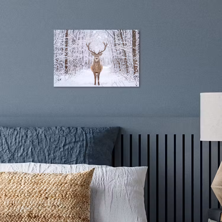 Poster - Hert - Winter - Bos - Natuur - Wit — 3