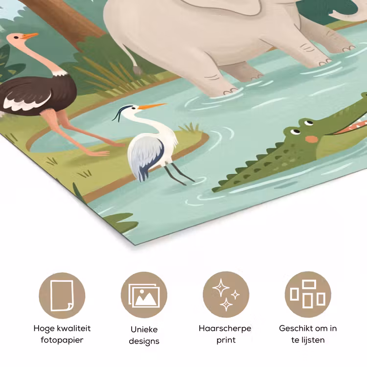 Poster - Jungle - Oase - Dieren - Kleurrijk — 5