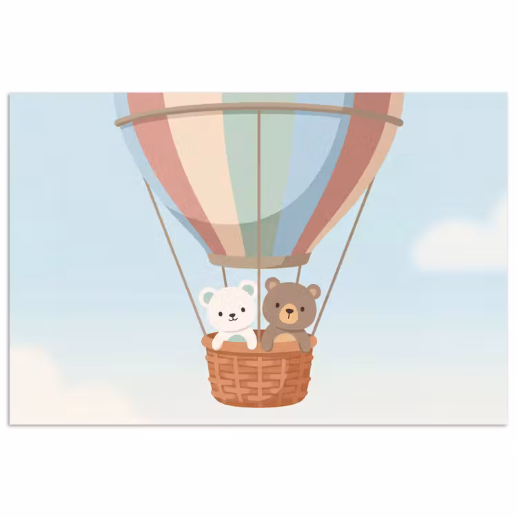 Poster - Luchtballon - Beren - Pastel — 1