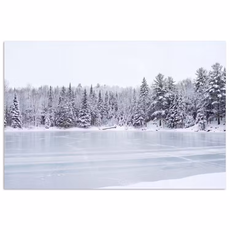 Poster - Meer - Dennen - IJs - Winter - Rustgevend — 1