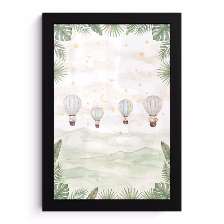 Poster met lijst - Aquarel - Luchtballonnen - Pastel — 1