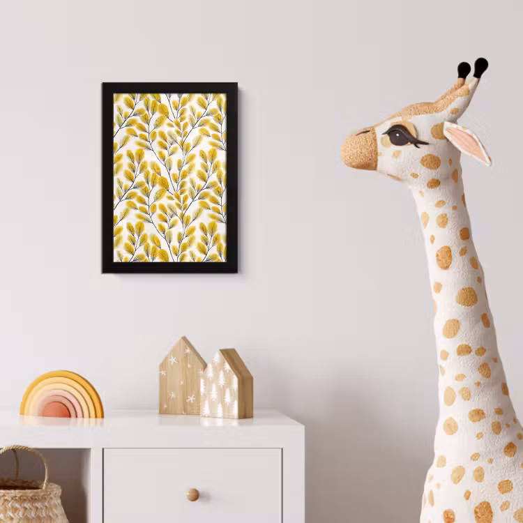 Poster met lijst - Bladeren - Botanisch - Elegant - Geel - Zwart — 5