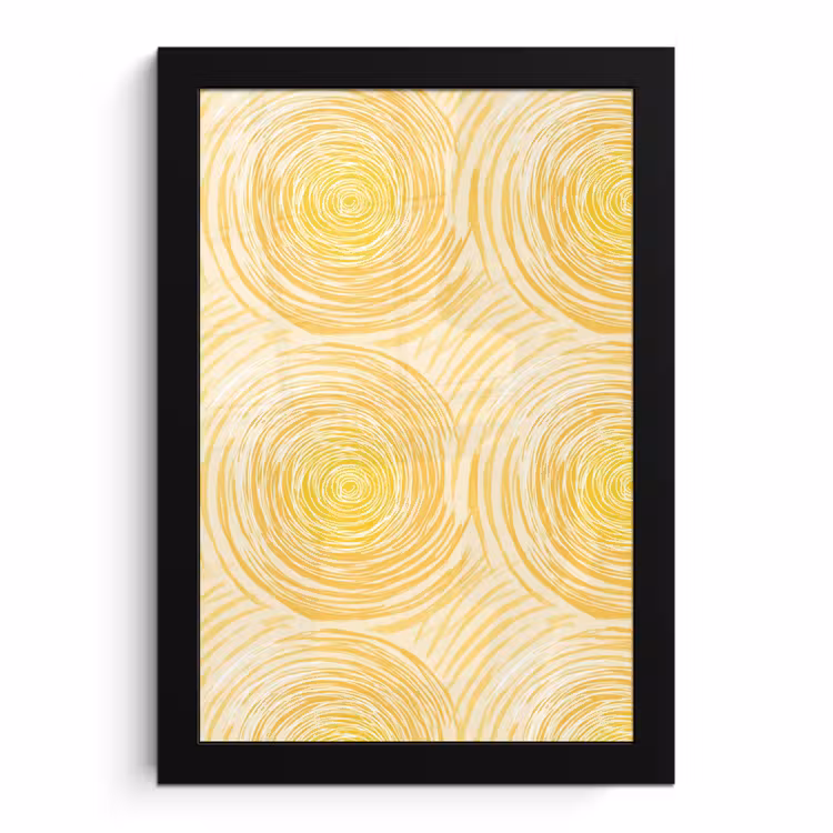 Poster met lijst - Cirkels - Abstract - Artistiek - Geel — 1