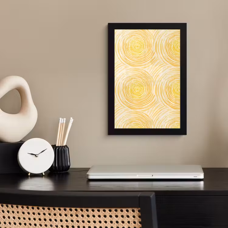 Poster met lijst - Cirkels - Abstract - Artistiek - Geel — 3