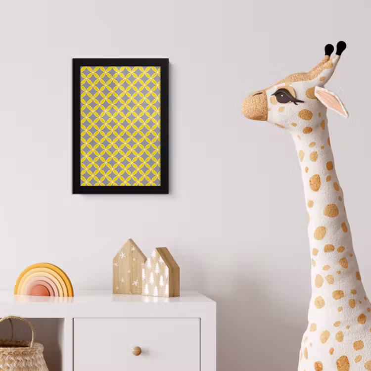 Poster met lijst - Geometrisch - Cirkels - Modern - Grijs - Geel — 5