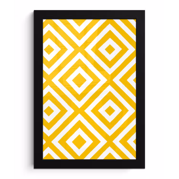 Poster met lijst - Geometrisch - Lijnen - Modern - Geel - Wit — 1