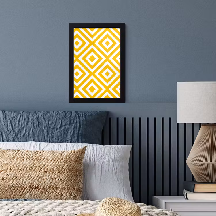 Poster met lijst - Geometrisch - Lijnen - Modern - Geel - Wit — 4